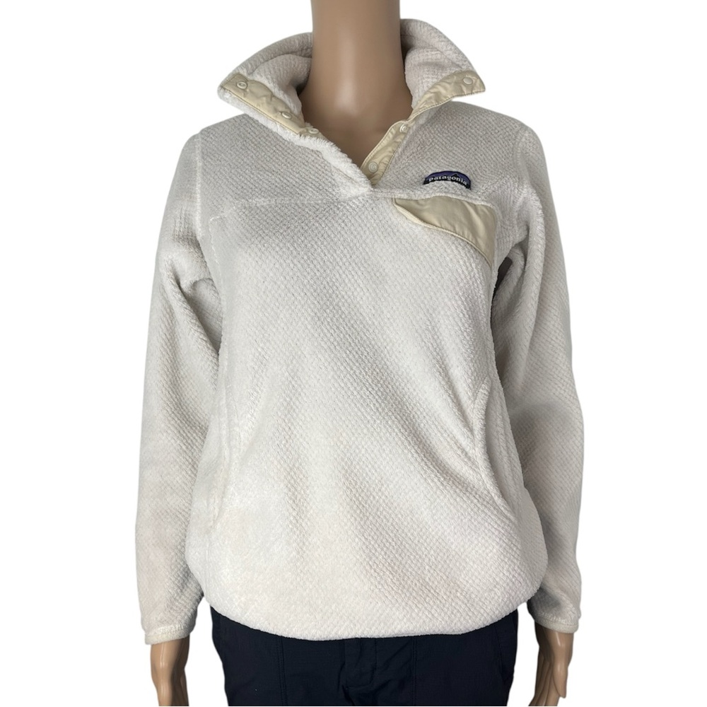 Patagonia Women's Re-Tool Snap-T Collared Fleece Ivory Pullover Sweater